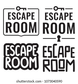 Escape room. Badges, icons, stamps set. Vector illustrations on white background. 