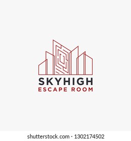 Escape room building logo icon vector template on white background