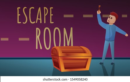 Escape room concept banner. Cartoon illustration of escape room vector concept banner for web design