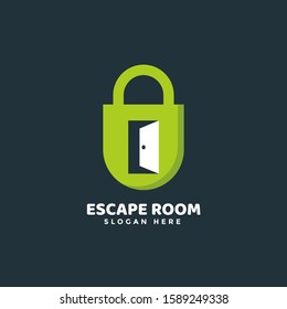 Escape Room Game Logo Icon Vector, Combination Of Padlocks And Door
