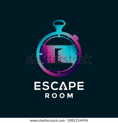 Escape Room Game Logo Icon Vector, Combination of Timer and Door