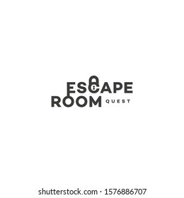 Escape room lettering logo design template with stylized letters. Vector illustration.