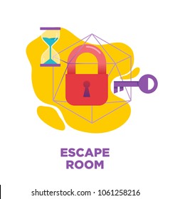 Escape room, quest room, real-life game vector illustration, icon