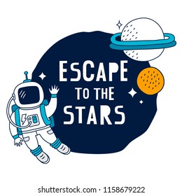 Escape to the stars. Space illustration