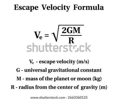 Escape Velocity Formula on the white background. Education. School. Vector illustration.	
