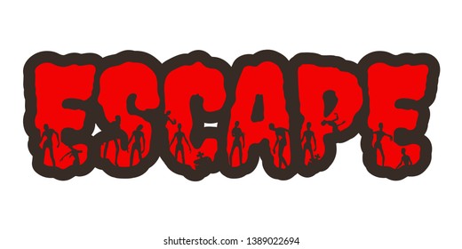 Escape word and silhouettes on them. Halloween theme sticker