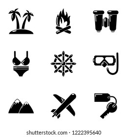 Escape from work icons set. Simple set of 9 escape from work vector icons for web isolated on white background