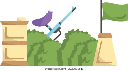 Escaping and Hidden Place vector color icon design, Shooting sport symbol, extreme sports Sign, skeet shooting and trapshooting stock illustration, Sack of leaves and Barrels Concept