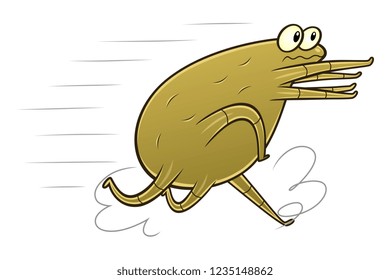 Escaping Scared Cartoon Dust Mite. Cartoon Pest Series.