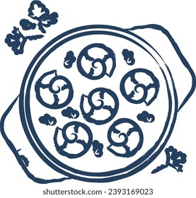 Escargots de Bourgogne hand drawn vector illustration