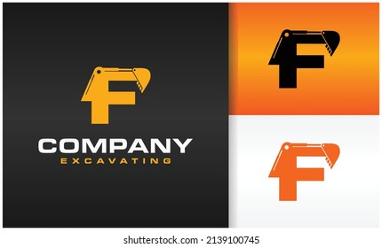 escavating company logo leter f