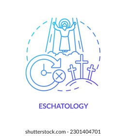 Eschatology blue gradient concept icon. Study of human destiny. Hope for believers. Christian belief abstract idea thin line illustration. Isolated outline drawing. Myriad Pro-Bold font used