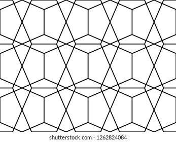 Escher like wallpaper, black lines on white background