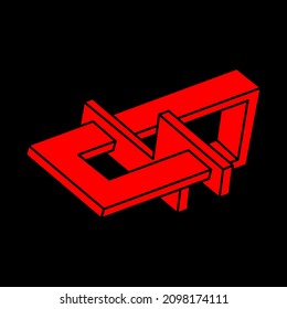 Escher paradox geometry logo. Optical illusion objects. Sacred geometric figures. Optical art. Impossible shapes.