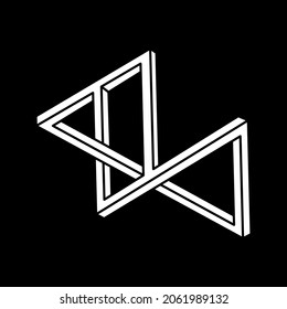 Escher paradox geometry. Optical illusion objects. Sacred geometric figure. Optical art. Impossible shape.