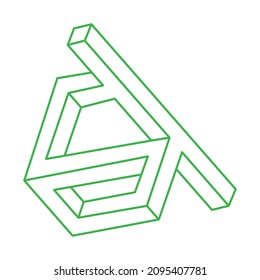 Escher paradox geometry. Optical illusion objects. Sacred geometric figures. Optical art logo. Impossible shapes.