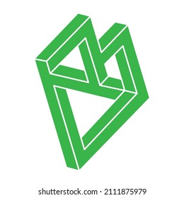 Escher paradox geometry. Optical illusion objects. Sacred geometric figures. Optical art logo. Impossible shapes.