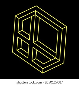 Escher paradox. Impossible shape. Web design element. Optical illusion object. Line design.