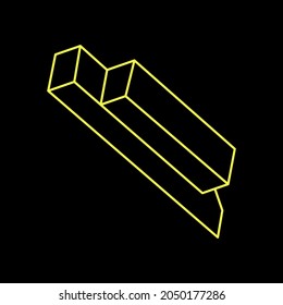Escher style. Impossible objects. Line geometric shape. Optical illusion figure. Optical art.