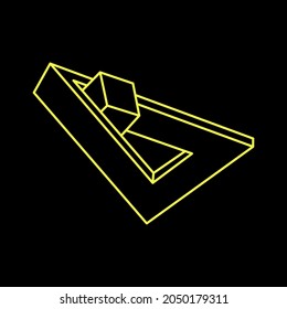 Escher style. Impossible shapes. Sacred geometry figures. Optical illusion. Abstract eternal geometric objects. Impossible endless outline shapes. Optical art. Line art.