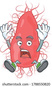 Escherichia cartoon character design showing shocking gesture. Vector illustration