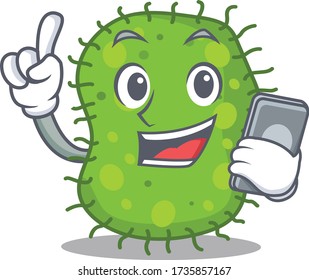 escherichia cartoon in character speaking on phone