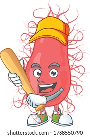 Escherichia cartoon design concept of hold baseball stick. Vector illustration