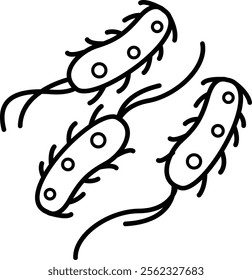 Escherichia Coli Bacteria or E. Coli Illustration Outline