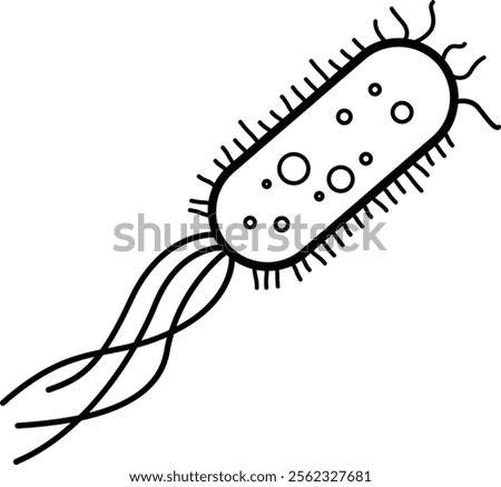 Escherichia Coli Bacteria or E. Coli Illustration Outline