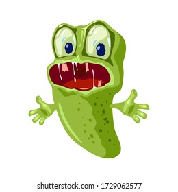 Escherichia coli is a gram-negative, facultative anaerobe, rod-shaped, coliform bacterium in intestine, producing vitamin K, preventing colonisation with pathogenic bacteria. Vector cartoon on white.