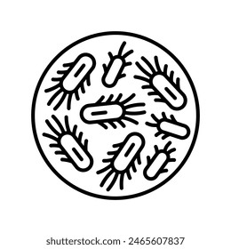 Escherichia coli line black icon. Intestine microbiota. Sign for web page, mobile app, button, logo. Vector isolated button. Editable stroke.