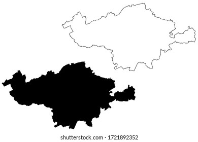 Esch-sur-Alzette canton (Grand Duchy of Luxembourg, Administrative divisions) map vector illustration, scribble sketch Esch sur Alzette map