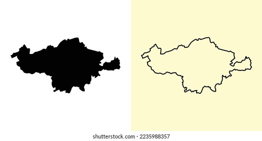 Esch-sur-Alzette map, Luxembourg, Europe. Filled and outline map designs. Vector illustration