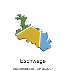 Eschwege City of German map vector illustration, vector template with outline graphic sketch style isolated on white background