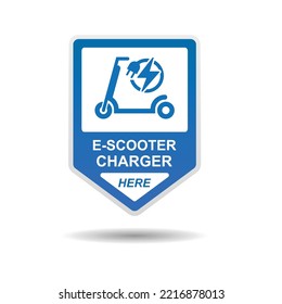 E-scooter charger station zone sign isolated on white background vector illustration.