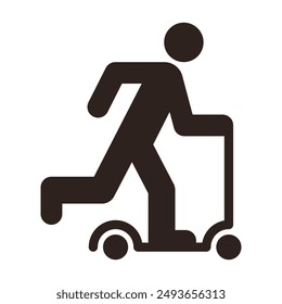 Icono E-scooter, signo de patada scooter, símbolo de patada scooter rider aislado sobre fondo blanco
