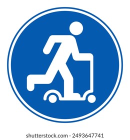 E-scooter icon, kick scooter symbol, road sign isolated on white background