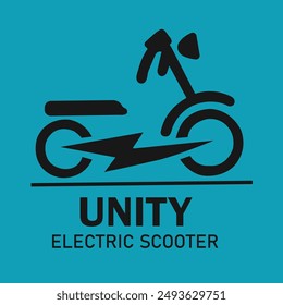 E-Scooter logo this is vector based illustration it is a icon of scooter and   energy icon in the center this is a logo for electric scooter