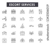 Escort services line icons for web and mobile design. Editable stroke signs. Escort services  outline concept illustrations