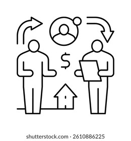 escrow account property estate home line icon vector. escrow account property estate home sign. isolated contour symbol black illustration
