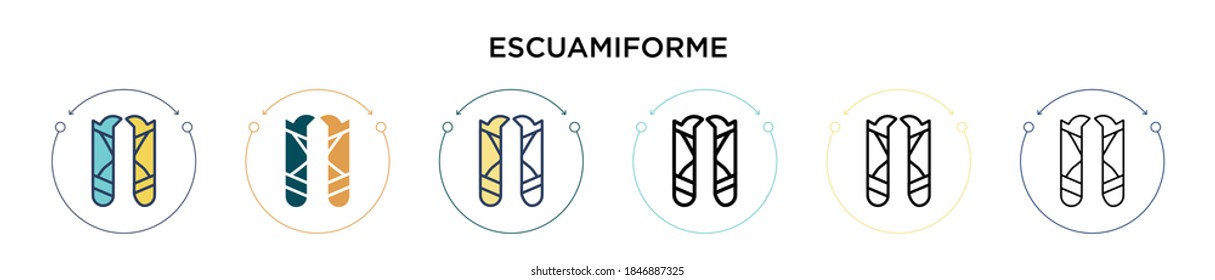 Escuamiforme icon in filled, thin line, outline and stroke style. Vector illustration of two colored and black escuamiforme vector icons designs can be used for mobile, ui, web