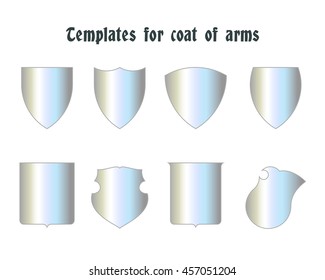 Escutcheons for coat of arms set, shield templates
