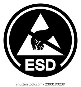 Signo de símbolo de área protectora ESD, Ilustración vectorial, aislado en la etiqueta de fondo blanco .EPS10
