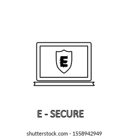 E-secure icon. Online security symbol. Logo design element