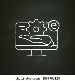 Icono de tiza de servicios electrónicos. Nuevo concepto normal. Soporte en línea, comercio, mantenimiento. Nueva vida después del brote de covid19. Tiempo pandémico, influencia. Ilustración vectorial aislada en pizarra