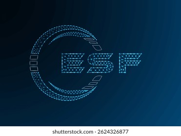 ESF low poly letter logo vector design. ESF lower poly logo design. Low poly logo.