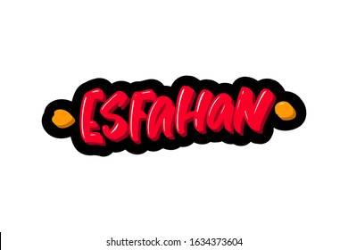 Esfahan City hand drawn modern brush lettering. Vector illustration logo text for webpage, print and advertising.