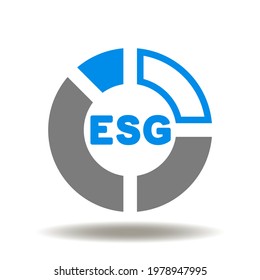 ESG abbreviation with round chart vector illustration. Environmental Social Governance Symbol.