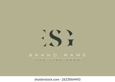 Design do logotipo da letra abstrata do ESG. Este logotipo é desenhado por três letras abstratas.
