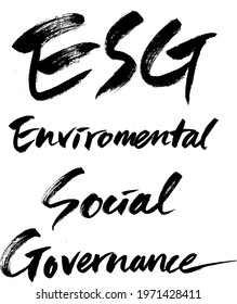 esg alphabet business keywords calligraphy brush stroke line text font 